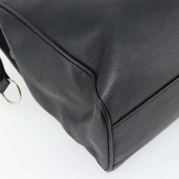 Christian Dior Tote Bag Leather Black Silver Auth bs33488