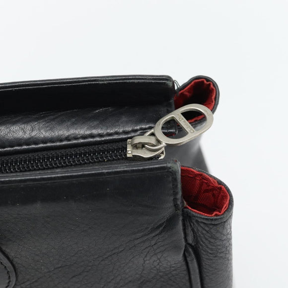 Christian Dior Tote Bag Leather Black Silver Auth bs33488