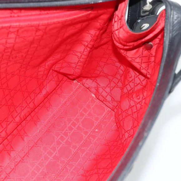 Christian Dior Tote Bag Leather Black Silver Auth bs33488