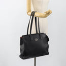 Christian Dior Tote Bag Leather Black Silver Auth bs33488-21