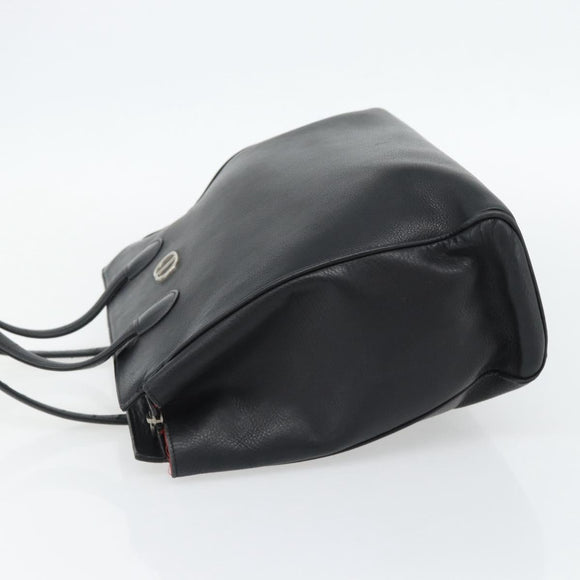 Christian Dior Tote Bag Leather Black Silver Auth bs33488