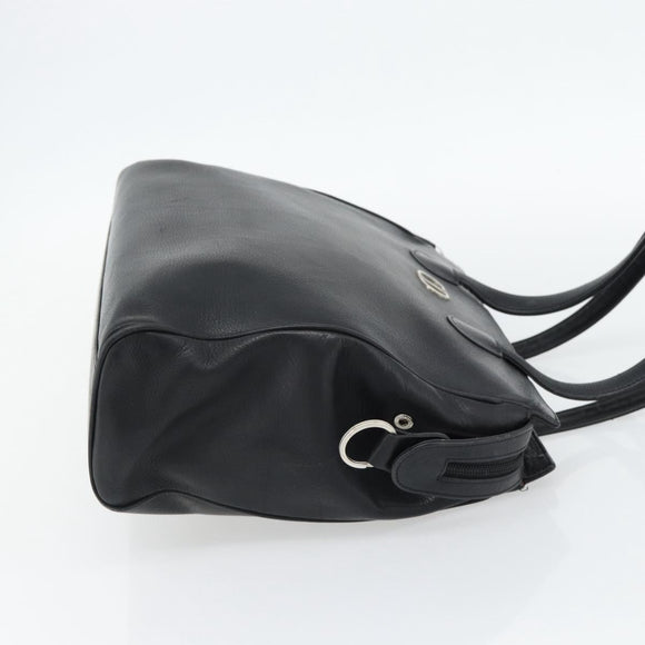 Christian Dior Tote Bag Leather Black Silver Auth bs33488