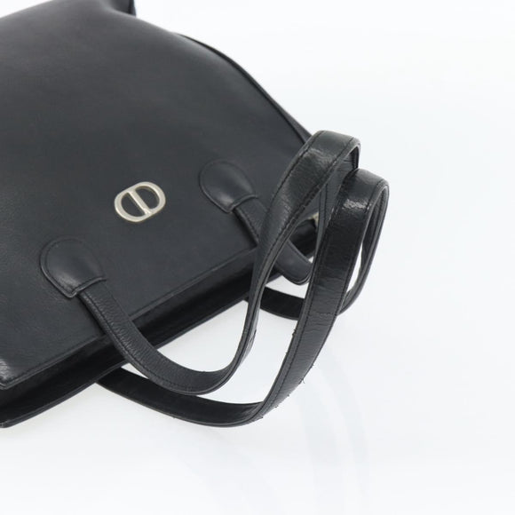 Christian Dior Tote Bag Leather Black Silver Auth bs33488