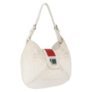 LOEWE Shoulder Bag Leather White Silver Auth bs33492-1