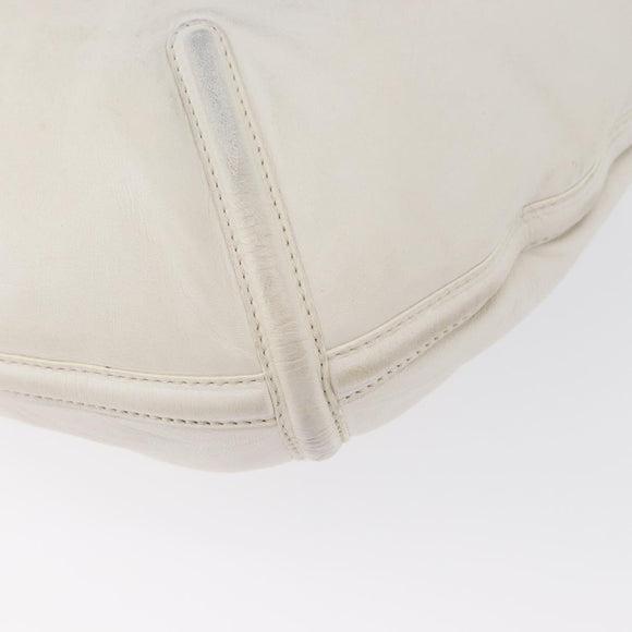 LOEWE Shoulder Bag Leather White Silver Auth bs33492