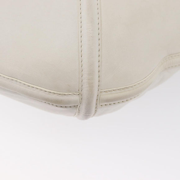 LOEWE Shoulder Bag Leather White Silver Auth bs33492