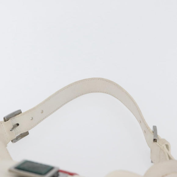 LOEWE Shoulder Bag Leather White Silver Auth bs33492