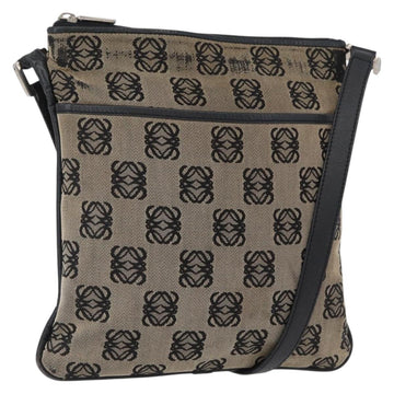 LOEWE Anagram Shoulder Bag Canvas Beige Silver Auth bs33493