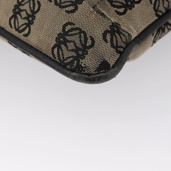 LOEWE Anagram Shoulder Bag Canvas Beige Silver Auth bs33493