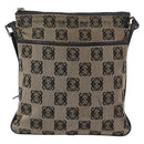 LOEWE Anagram Shoulder Bag Canvas Beige Silver Auth bs33493-2