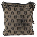 LOEWE Anagram Shoulder Bag Canvas Beige Silver Auth bs33493-3