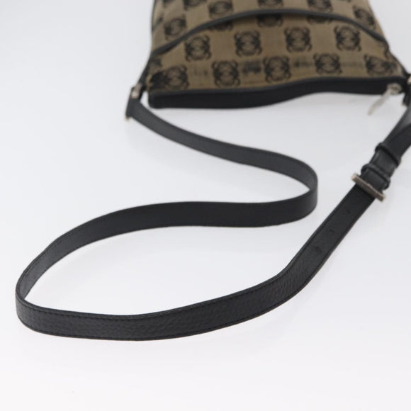 LOEWE Anagram Shoulder Bag Canvas Beige Silver Auth bs33493