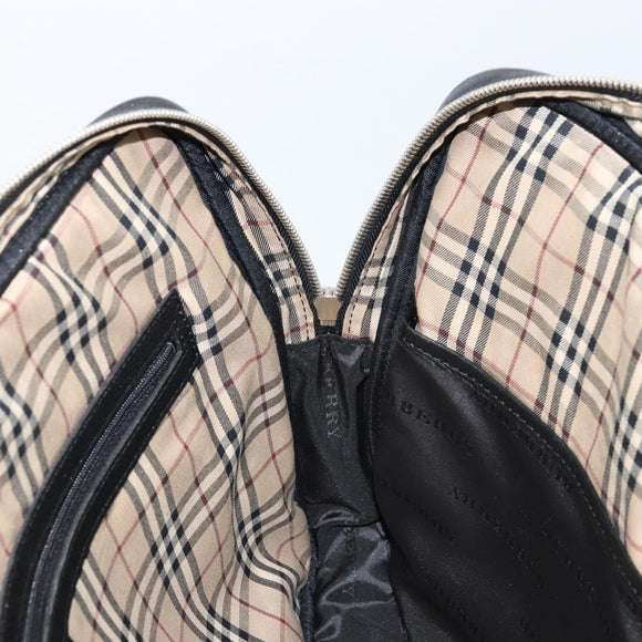 BURBERRY Business Bag Leather Black Silver Auth bs33513