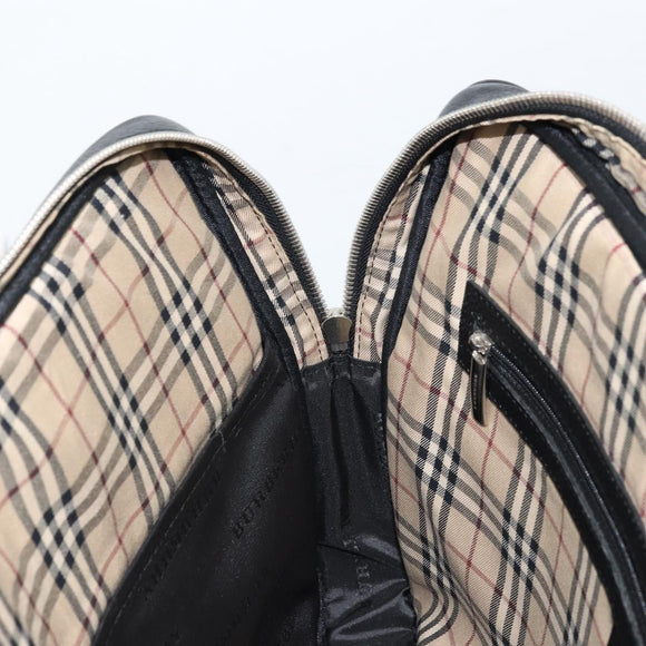 BURBERRY Business Bag Leather Black Silver Auth bs33513