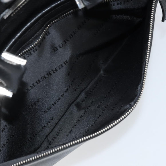 BURBERRY Business Bag Leather Black Silver Auth bs33513
