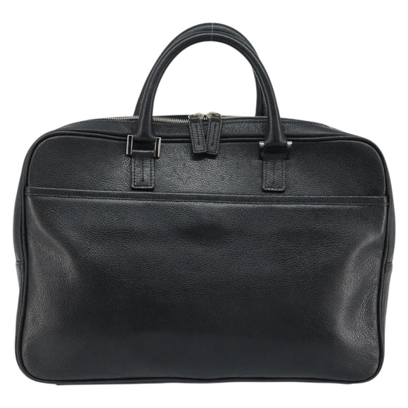 BURBERRY Business Bag Leather Black Silver Auth bs33513