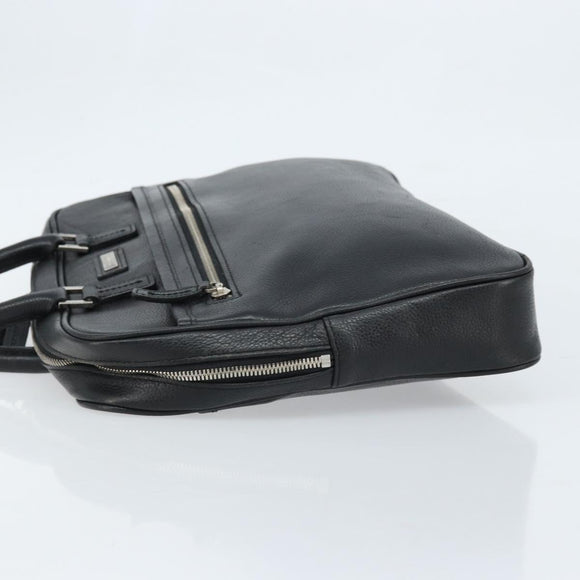 BURBERRY Business Bag Leather Black Silver Auth bs33513