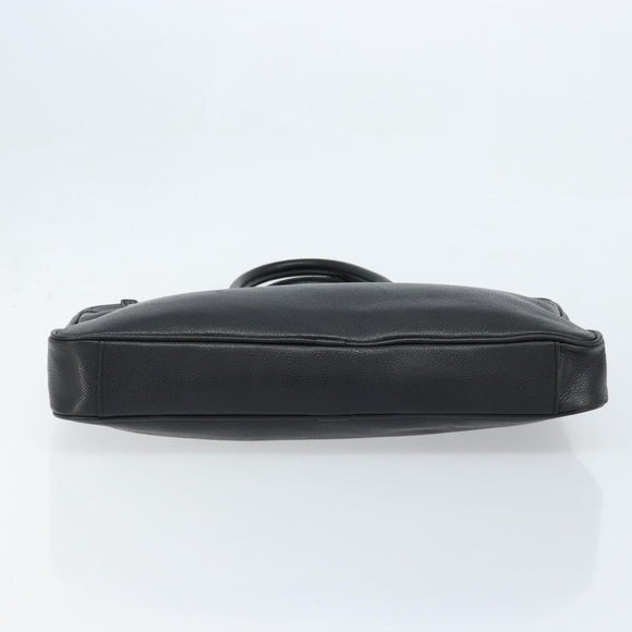 BURBERRY Business Bag Leather Black Silver Auth bs33513