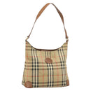 Burberrys Nova Check Shoulder Bag Canvas Beige Gold Auth bs33514-1