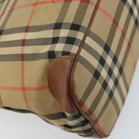 Burberrys Nova Check Shoulder Bag Canvas Beige Gold Auth bs33514