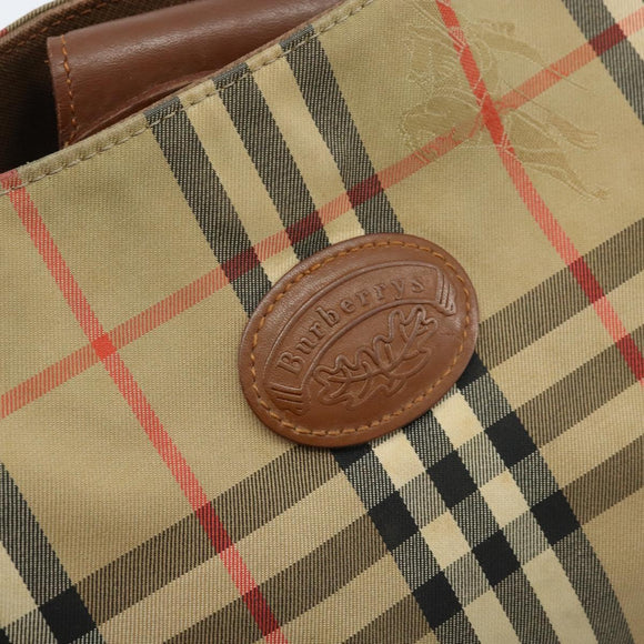 Burberrys Nova Check Shoulder Bag Canvas Beige Gold Auth bs33514