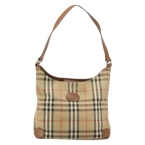 Burberrys Nova Check Shoulder Bag Canvas Beige Gold Auth bs33514