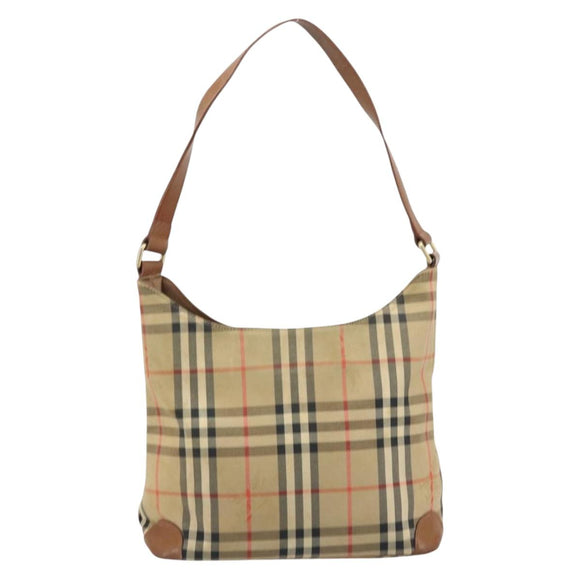 Burberrys Nova Check Shoulder Bag Canvas Beige Gold Auth bs33514