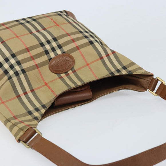 Burberrys Nova Check Shoulder Bag Canvas Beige Gold Auth bs33514