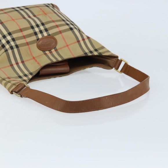 Burberrys Nova Check Shoulder Bag Canvas Beige Gold Auth bs33514