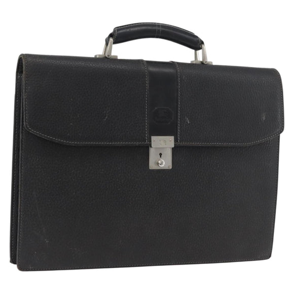 Burberrys Business Bag Leather Black Silver Auth bs33515