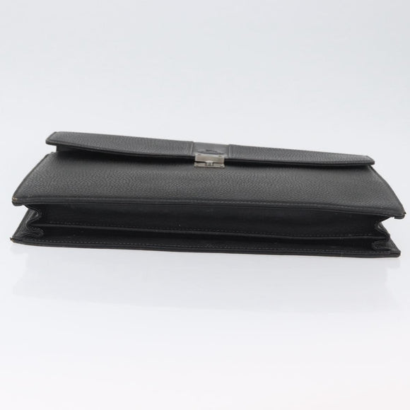 Burberrys Business Bag Leather Black Silver Auth bs33515