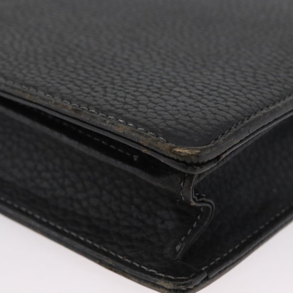 Burberrys Business Bag Leather Black Silver Auth bs33515