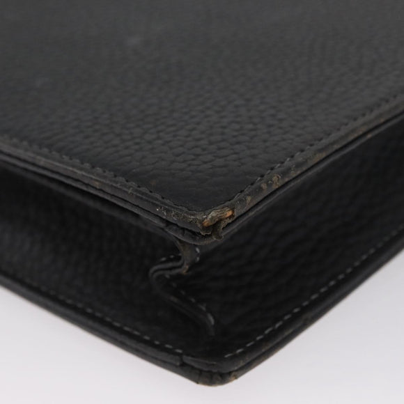 Burberrys Business Bag Leather Black Silver Auth bs33515