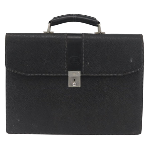 Burberrys Business Bag Leather Black Silver Auth bs33515