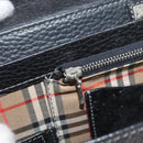 Burberrys Business Bag Leather Black Silver Auth bs33515-24