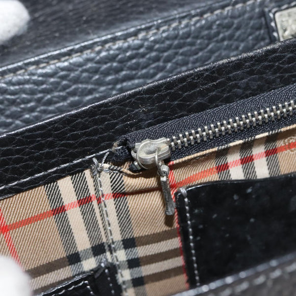 Burberrys Business Bag Leather Black Silver Auth bs33515