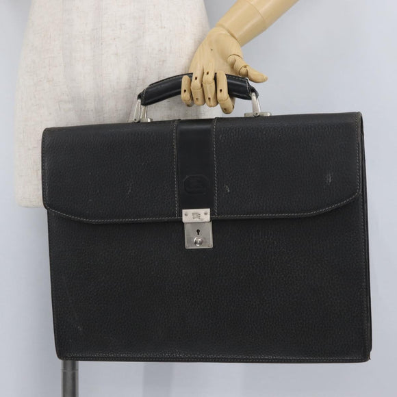 Burberrys Business Bag Leather Black Silver Auth bs33515