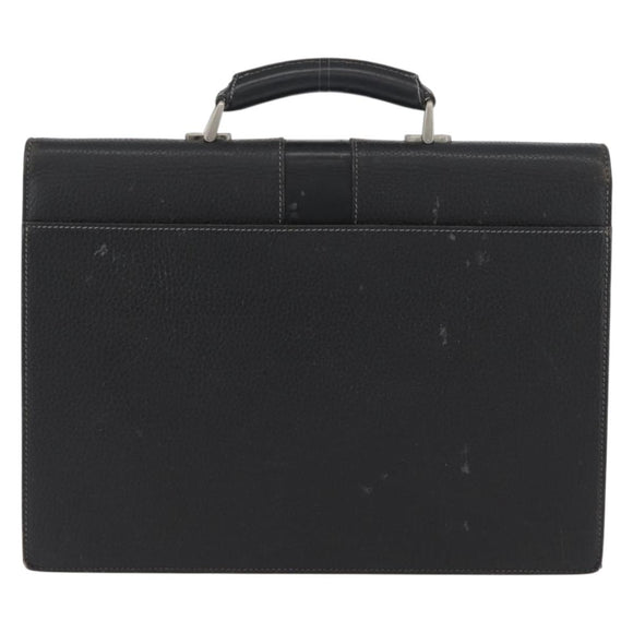 Burberrys Business Bag Leather Black Silver Auth bs33515