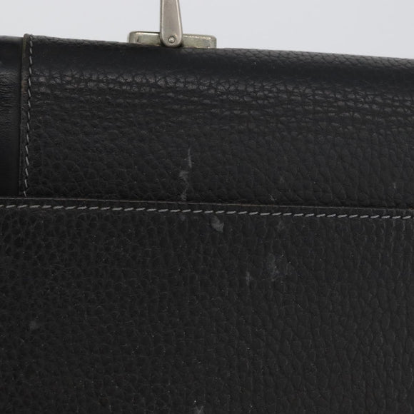 Burberrys Business Bag Leather Black Silver Auth bs33515