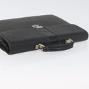 Burberrys Business Bag Leather Black Silver Auth bs33515-7