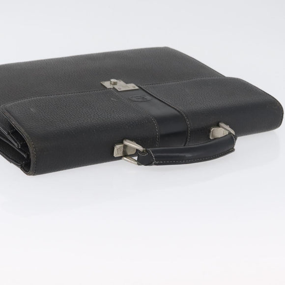 Burberrys Business Bag Leather Black Silver Auth bs33515