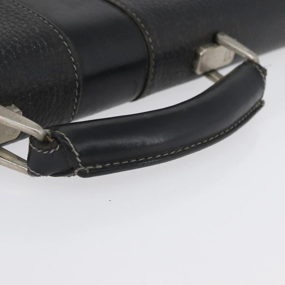 Burberrys Business Bag Leather Black Silver Auth bs33515