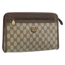 GUCCI GG Supreme Clutch Bag PVC Beige Gold 014 115 6063 4023 Auth bs33517-1
