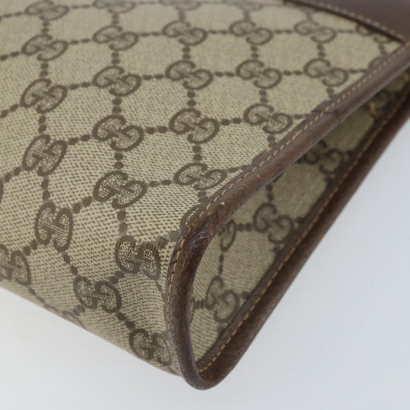 GUCCI GG Supreme Clutch Bag PVC Beige Gold 014 115 6063 4023 Auth bs33517