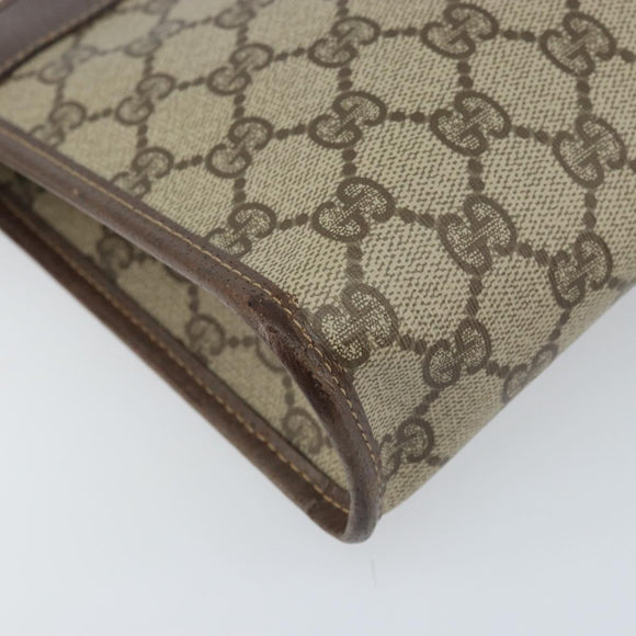 GUCCI GG Supreme Clutch Bag PVC Beige Gold 014 115 6063 4023 Auth bs33517