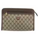 GUCCI GG Supreme Clutch Bag PVC Beige Gold 014 115 6063 4023 Auth bs33517-13