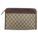 GUCCI GG Supreme Clutch Bag PVC Beige Gold 014 115 6063 4023 Auth bs33517-2