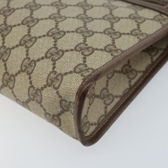 GUCCI GG Supreme Clutch Bag PVC Beige Gold 014 115 6063 4023 Auth bs33517