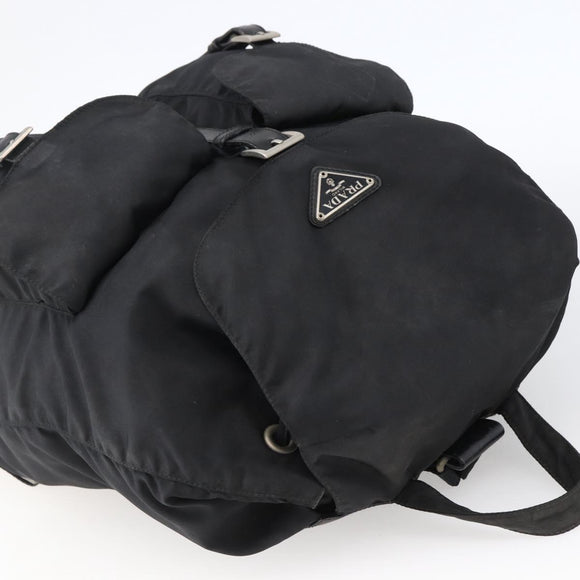PRADA Backpack Nylon Silver Black Auth bs33518