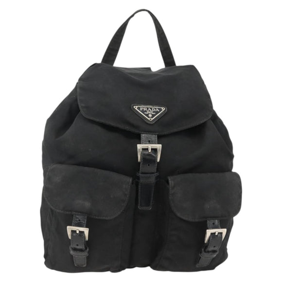 PRADA Backpack Nylon Silver Black Auth bs33519